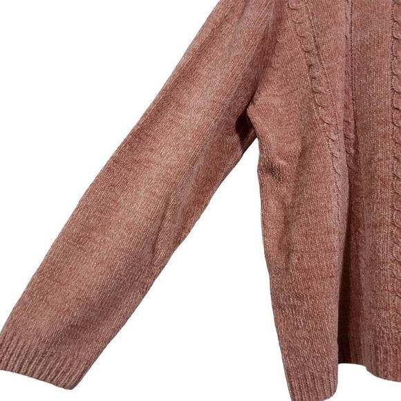 Alfred Dunner Sweater Size Large Granny Core Collared Cable Knit Soft Fuzzy  - Picture 3 of 5